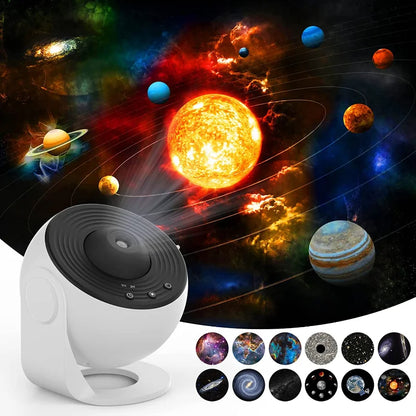 12-in-1 Galaxy Projector Night Light | 360° Rotating Planetarium Lamp