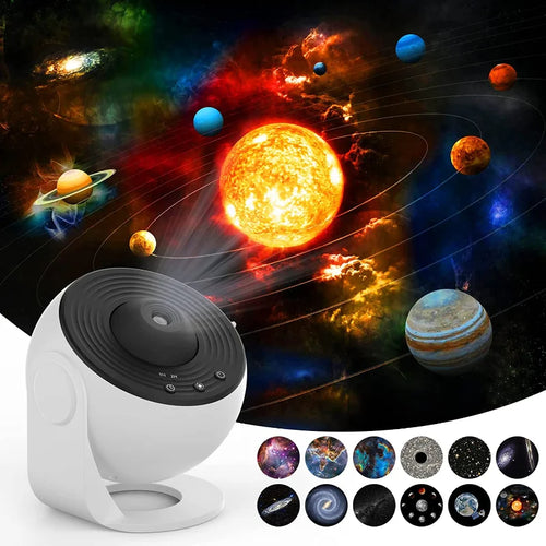 12-in-1 Galaxy Projector Night Light | 360° Rotating Planetarium Lamp