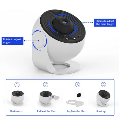 12-in-1 Galaxy Projector Night Light | 360° Rotating Planetarium Lamp