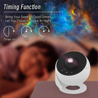 12-in-1 Galaxy Projector Night Light | 360° Rotating Planetarium Lamp