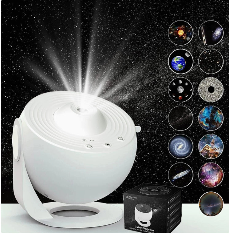 12-in-1 Galaxy Projector Night Light | 360° Rotating Planetarium Lamp